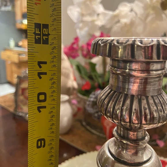 Decorative Crafts Inc. 12” Pewter Candle Stick Pair - Picture 11 of 13